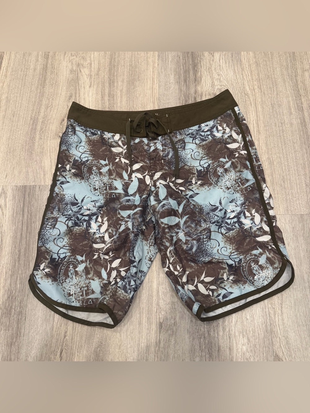 Oakley Size 8 Brown Blue Graphic Board Shorts Surf Swim Trunks